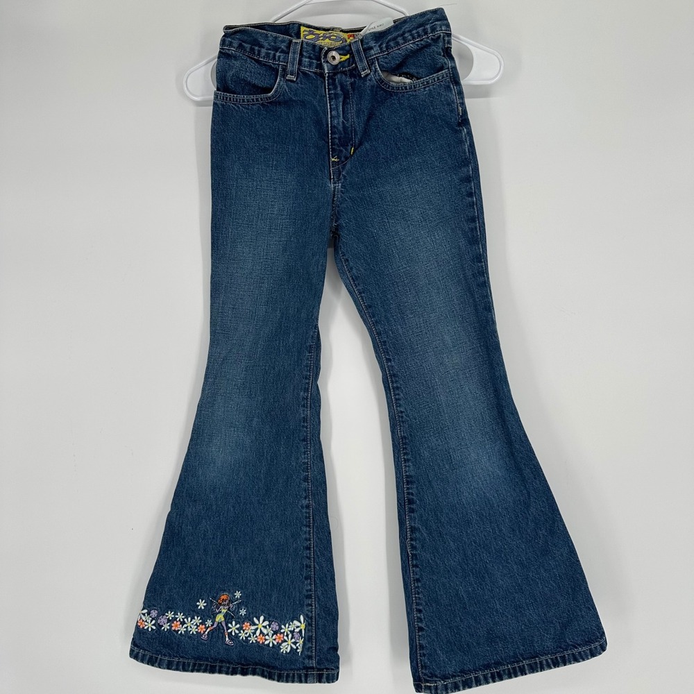 Vintage 90s JNCO Jeans Fairy Dusty Wide Leg Embroidered Fairy Girls Size 12 USA